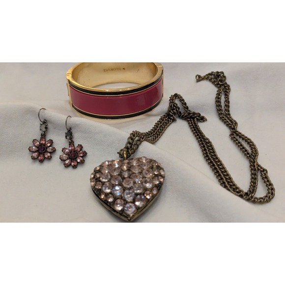 Jewelry - Pink Jewelry Set, Bracelet, Earrings, Heart Necklace